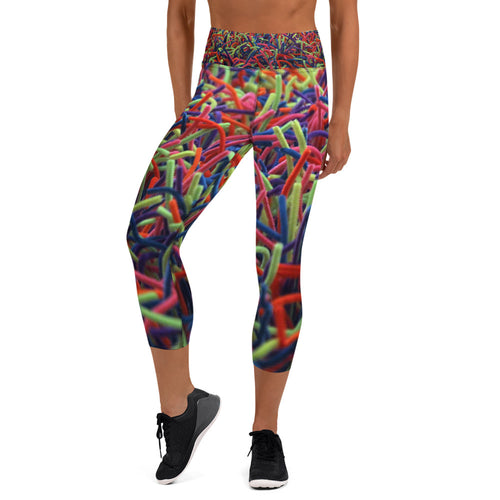 Positively Poppin' Fashion - Yoga Capri Leggings - NEON GRASSES